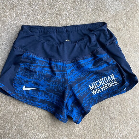 University of Michigan Nike Dri Fit Women's Blue Shorts Running Athletic - XS - Picture 1 of 4